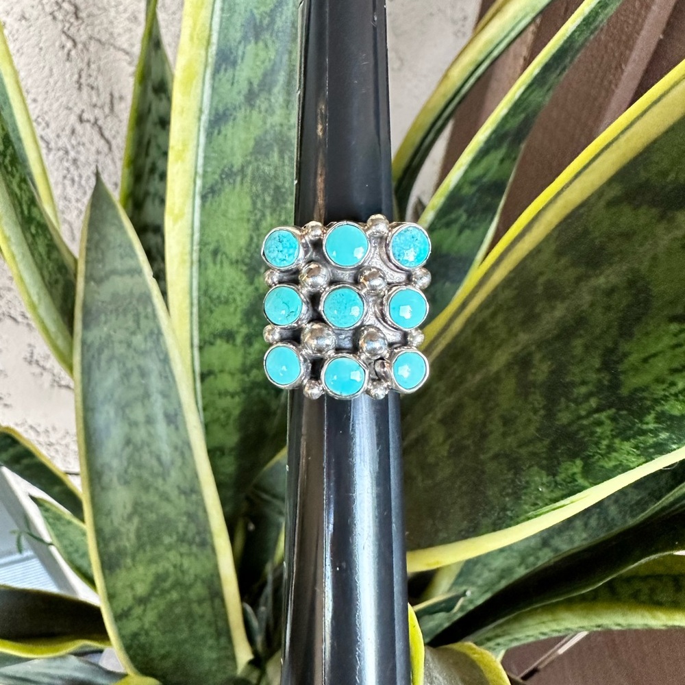 Turquoise And Silver Statement Ring - image 1
